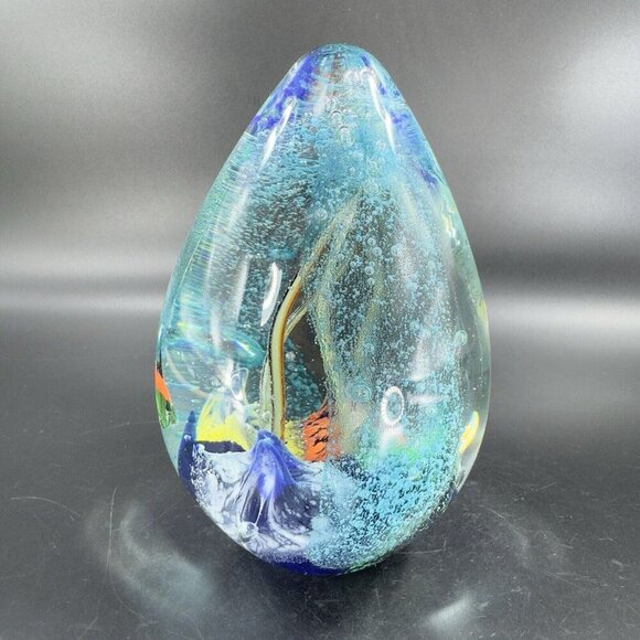 Venetian Art Glass Paperweight Fish Aquarium Large Heavy Multicolor Italian VTG - Picture 13 of 16